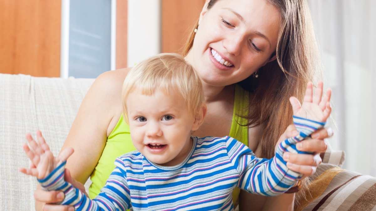 toddler spending time with mom