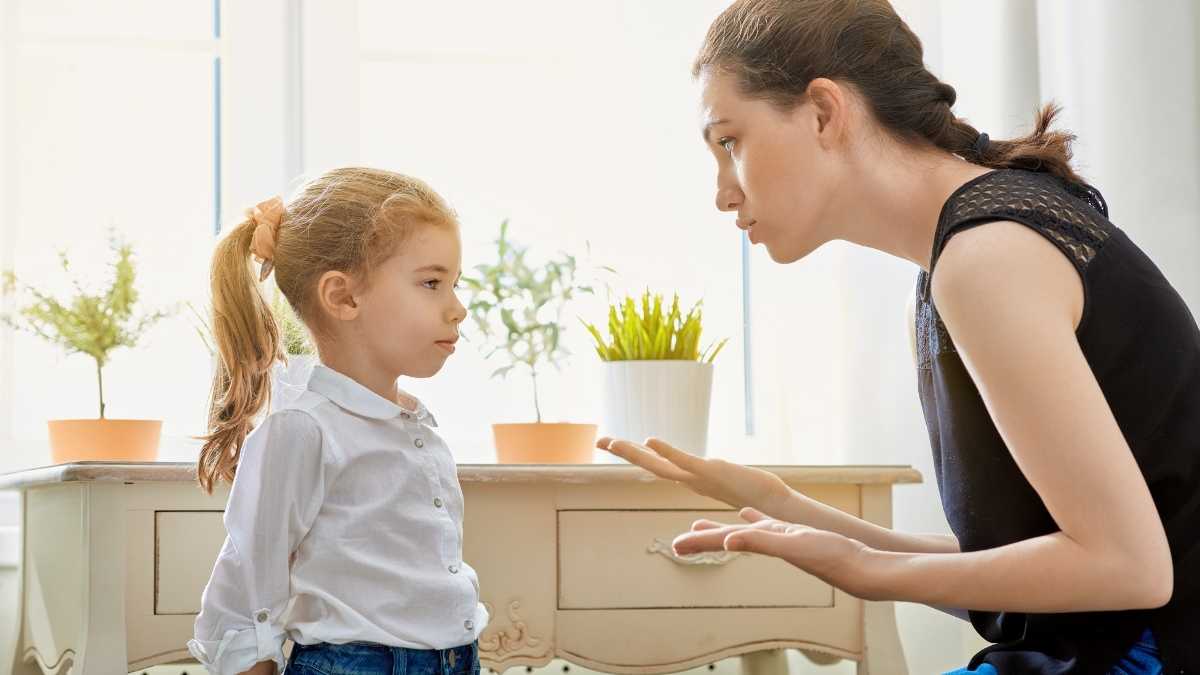 mom disciplining child