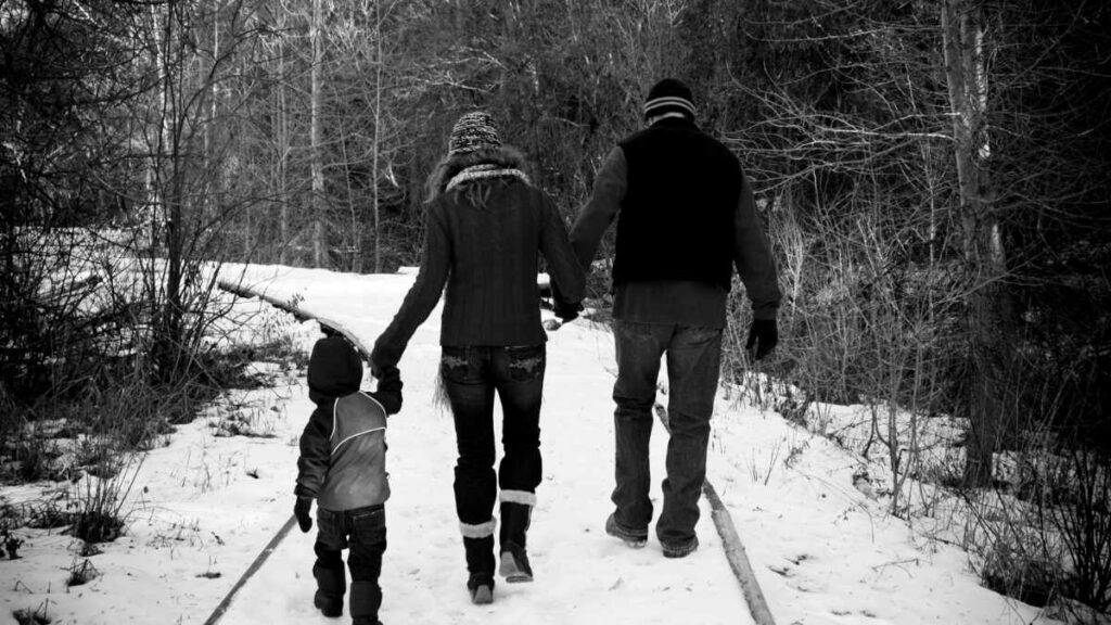 family on a walk