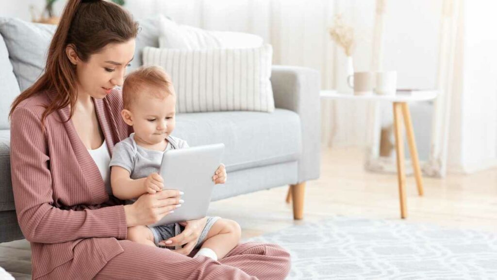 toddler with technology